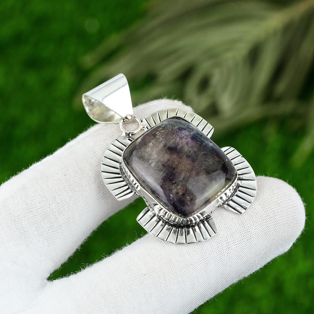 Daughters Day Deal Third Eye Chakra Multi Fluorite Stone 925 Silver Wife Pendant