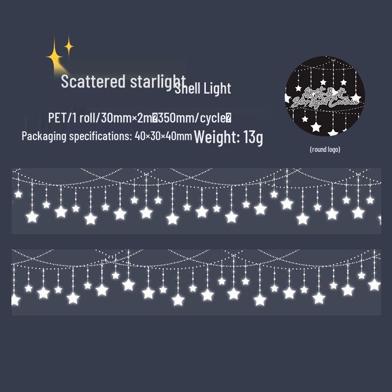 Wunderschönes Tag Washi Tape: Stern & Muschel Licht Serie - DIY Journal Dekorationssticker (6 Designs)