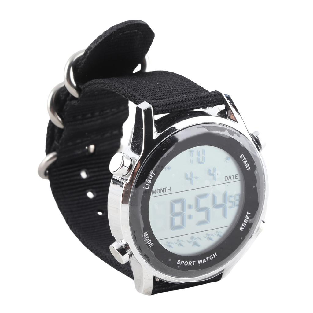 Men Digital Sports Watch Rainproof Alarm Countdown Dual Time Zone Nylon Strap Digital Watch with Stopwatch for Outdoor