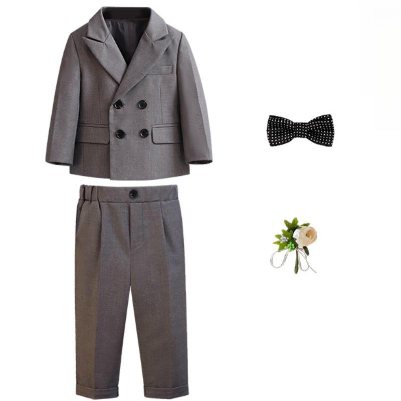 

Деловой костюм для мальчиков, весна-лето 2024, британская клетчатая детская свадебная одежда, серый красивый детский школьный комплект, блейзер 150cm серый