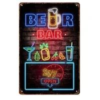 Hisun Tin Sign Vintage Assorted Cocktail Recipe Chalkboard Style Tin Sign Set Retro Aperol Spritz Gin Tonic Bloody Mary Metal Wall Art Rustic