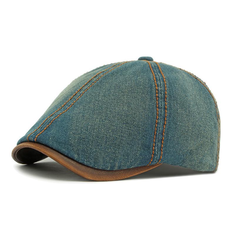 Spring Denim Hat Men's Beret British Retro Six-Piece Cap Women's Forward Cap