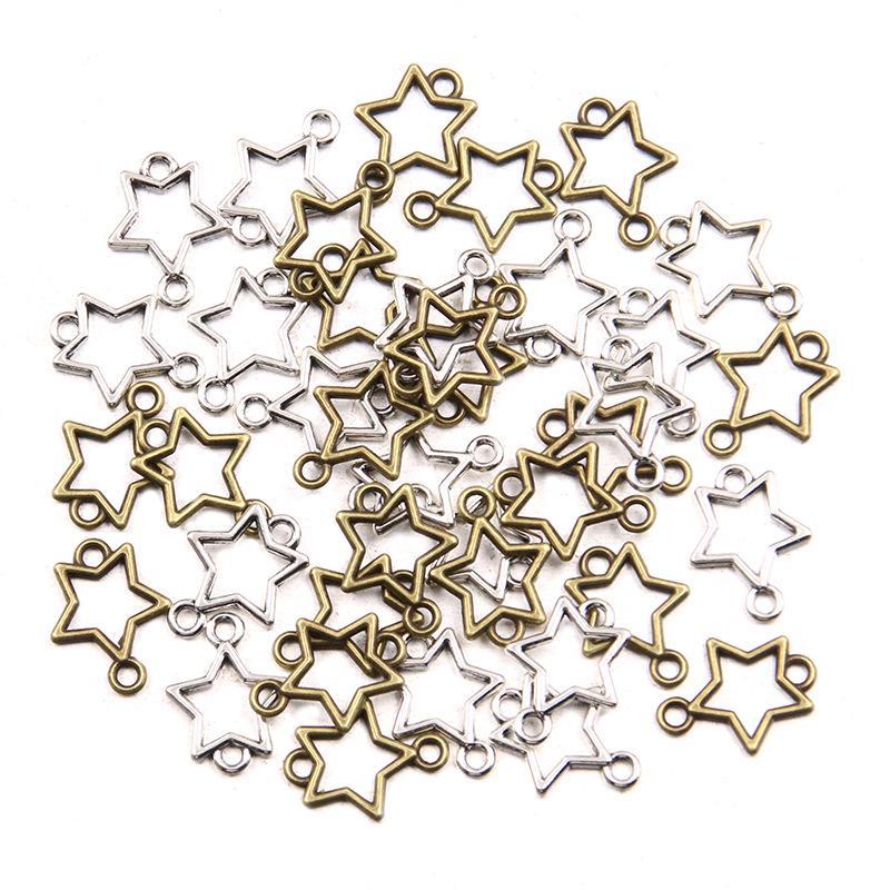 12x15mm Alloy Retro Hollow Star Connector for DIY Jewelry - Available in 2 Colors
