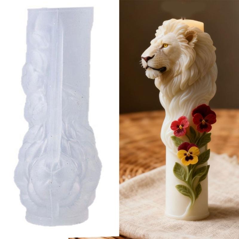 Food Grade Silicone Lions Shaped Candle Making Mold With Artistic Design