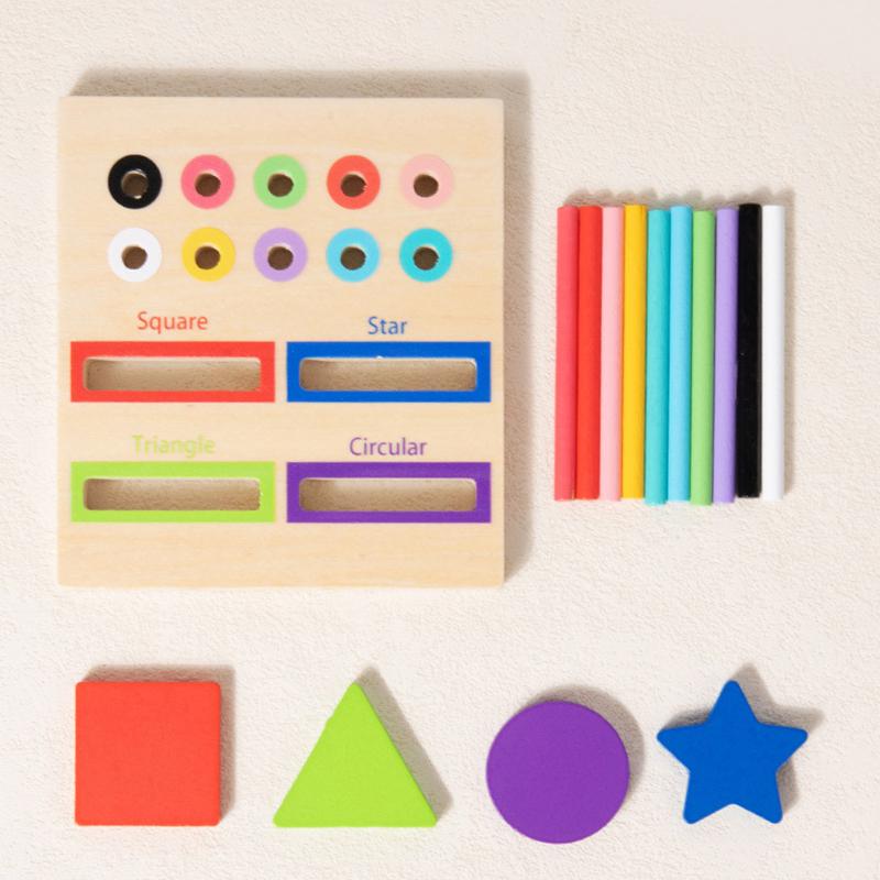 Kids Montessori Sorting Wooden Toys Permanent Box Color Shape Matching Games Fine Motor Training Parish Sensory Educational Toys