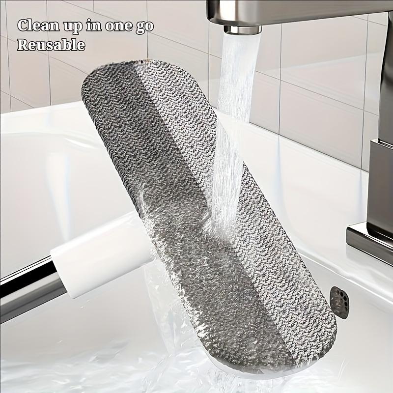 Magic Window Cleaning Brush for Screen Windows/Glass, Pet Hair Remover - Reusable Household Tool with Extendable Double Rods (Adjustable Length)