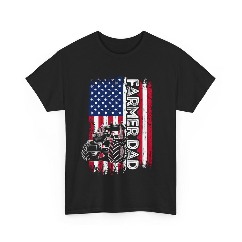 Farmer Dad American Flag T-shirt, Farming Lovers Farmer Dad Father's Day T-shirt