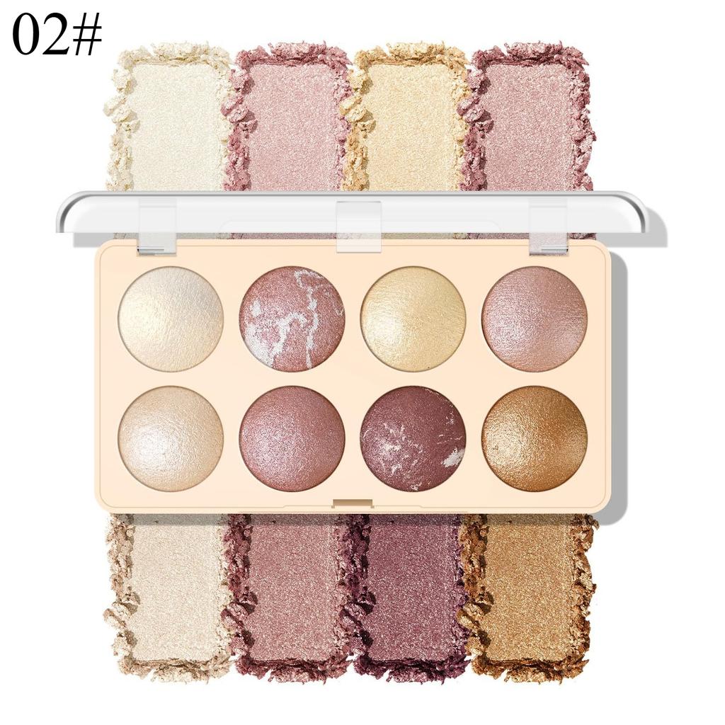 8-Color Highlight Contour Eyeshadow Palette Ultra-Fine Glitter, Moisturizing Luster, Buildable and Waterproof Blush Eyeshadow Multi-use Powder