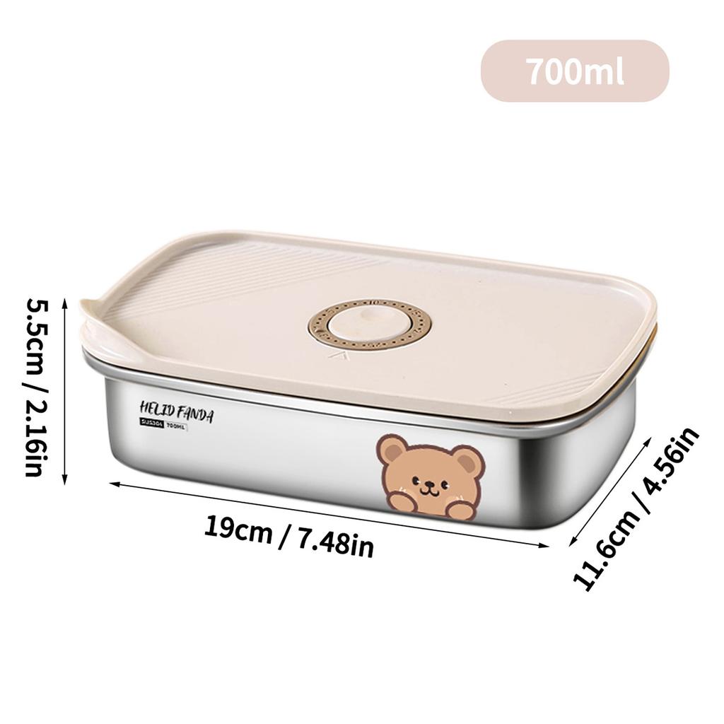 304 Stainless Steel Food Container Portable Large Capacity Lunch Box For Students Heatable Refrigerator Sealed Fresh-Keeping Box
