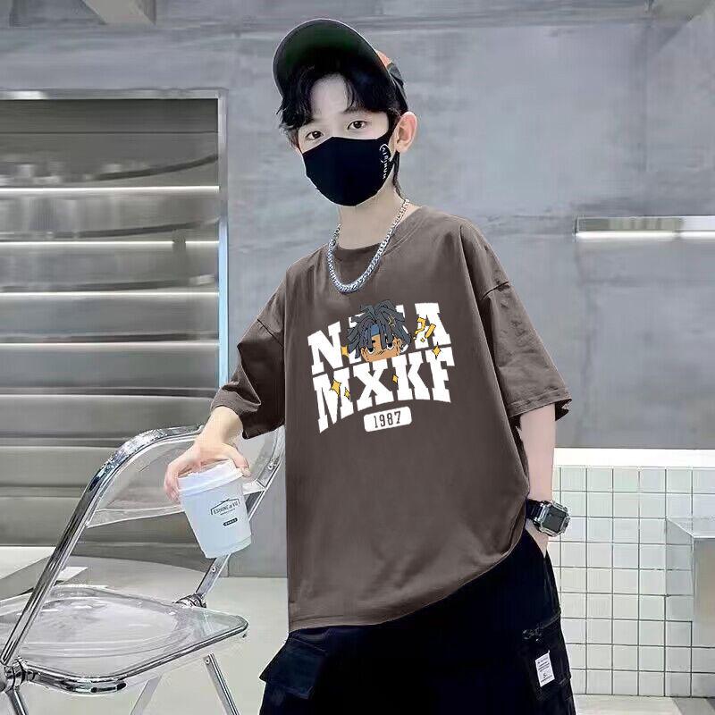 Jungen Cartoon Baumwoll-T-Shirt - Atmungsaktiv & Schweißabsorbierend, Kurzärmelig, Stilvolle & Lockere Passform für Mittlere und Große Kinder - Sommer-Trend