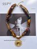 European and American Style Cross Sunflower Love Stainless Steel Pendant Women's Silk Scarf Necklace High Sense