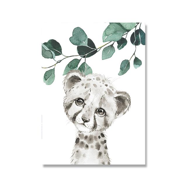 Safari Baby Animals Canvas Poster Nursery Zebra Giraffe Wall Art Print Eucalyptus Animal Painting Nordic Kid Bedroom Pictures