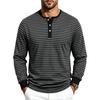 Men S Autumn Striped Henley Long Sleeve T Shirt
