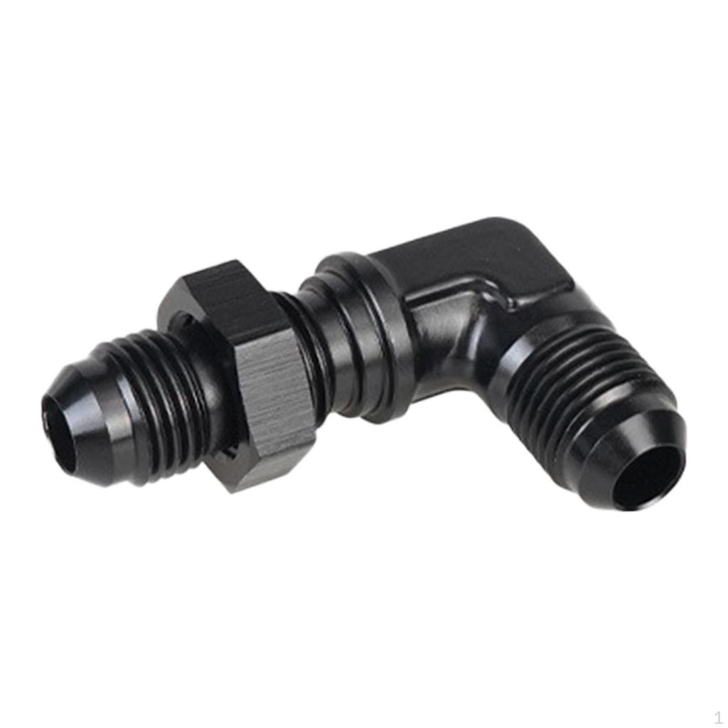 Bulkhead Fuel Fitting 90 Degree Full Flow Elbow Adapter Black Joint
