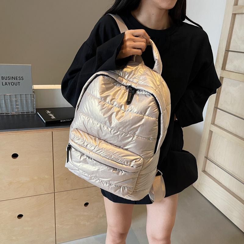 New Popular Cotton Clothes Backpack Women's Casual Versatile Space Cotton Backpack Large Capacity Lightweight Bag