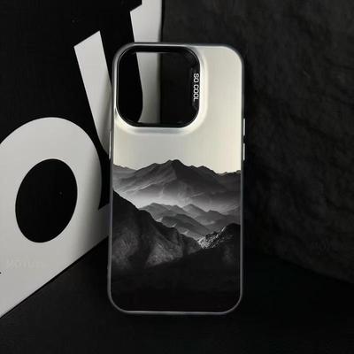 Ciemnogórski Srebrny Pokrowiec na Telefon dla Apple 17/16/15pro, 14pro, 14promax, 13/12.