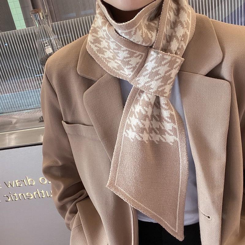 New Korean Style Knitted Shawl Scarf Women Winter Black White Checkered Plaids Grids Scarf Pashmina Shawls