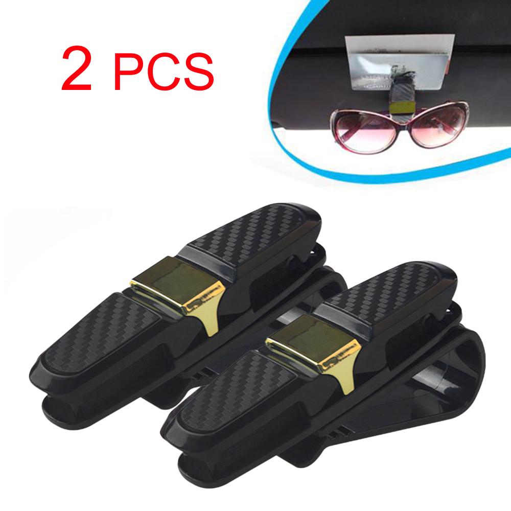 FineGood Sunglasses Eyeglasses Mount with Ticket Card Clip Glasses Holder for Car Sun Visor Gray 2 Pack