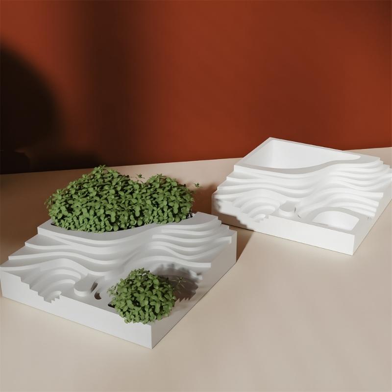 Food Grade Silicone Terraced Landscape Mold Silicone Planter Mold For Succulent Arrangements Soap Candle Making