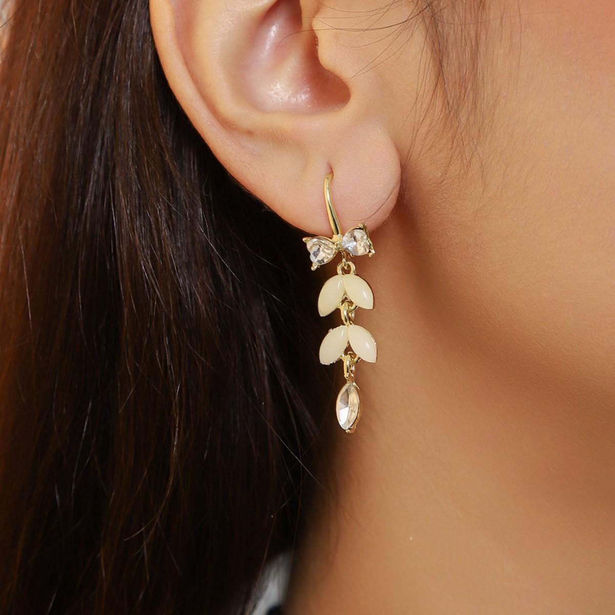 Boho Dangle Earrings for Women - Hypoallergenic Gold-Tone Crystal & Resin Leaf Drop Earrings | Trendy Party Jewelry United States