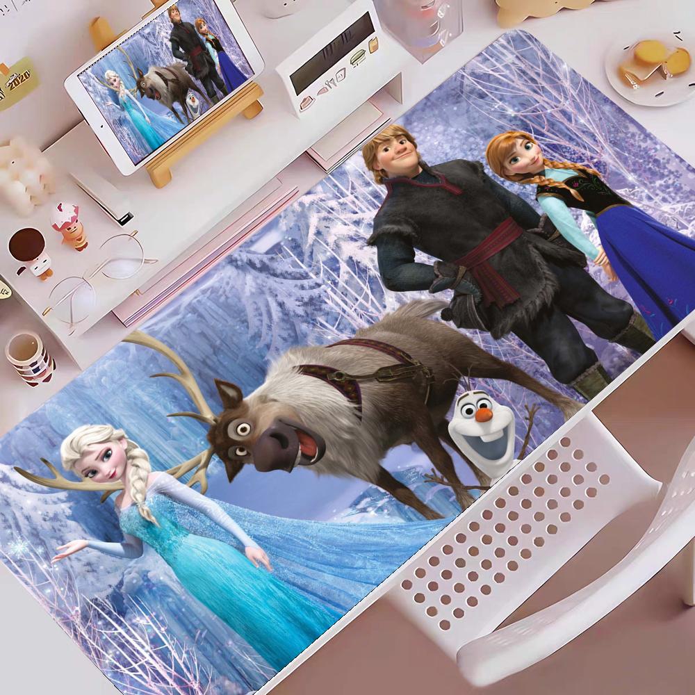 HD Printing Computer Gamers Childrens Nonslip Mouse Pad Frozen Princess Elsa Pu Leather Mousepad Large Size Keyboard Desk Pad