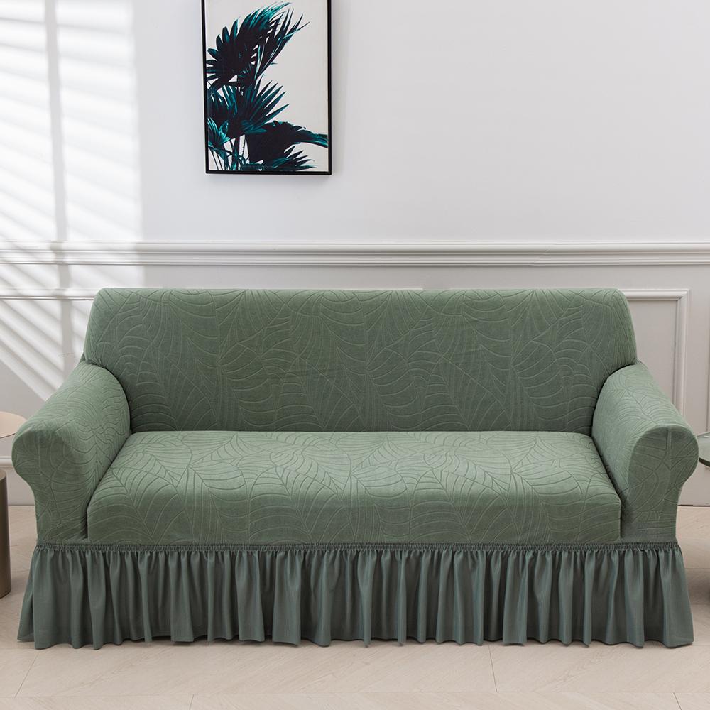 Jacquard Sofa Slipcover with Skirt Stretch Sofa Cover for Living Room Couch Covers Easy Fitted Washable Furniture Protector 1pc
