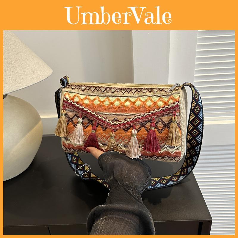 Street Chic Ethnic Canvas Tote Bag 2023 Fashionable Bag For Women Shoulder Bag With Trendy Stitching Details