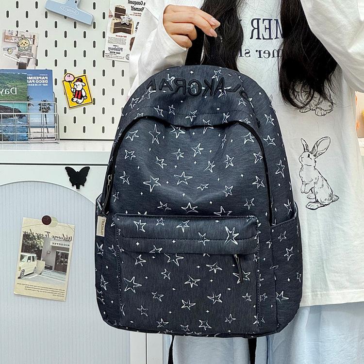 Schoolbag Korean College Wind Star Backpack Large Capacity High Value Junior High School Student School Bag Casual Lightweight Backpack