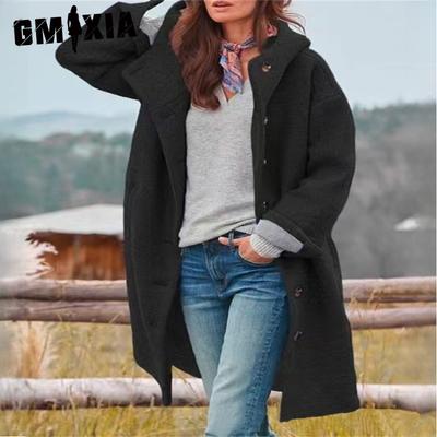 Women's Vintage Casual Lattice Print Autumn Winter Long Sleeve POLO Neck Jackets & Coats