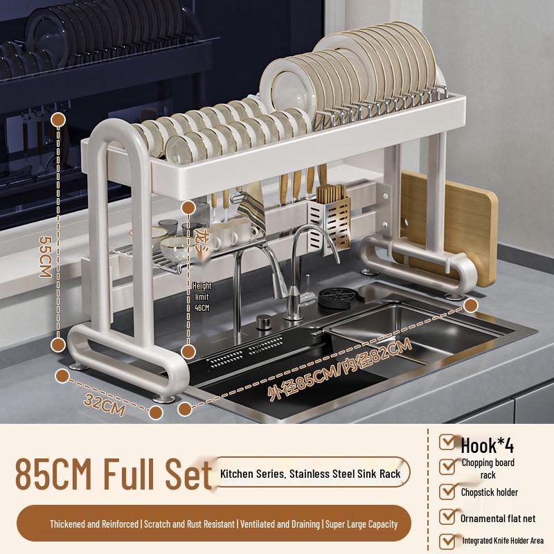 Stainless Steel Multifunctional Kitchen Sink Dish and Bowl Storage Rack