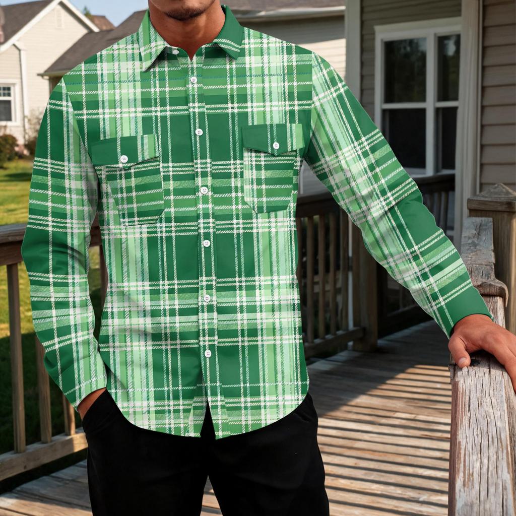 Men's Basic Long Sleeve Shirt with Two Pockets