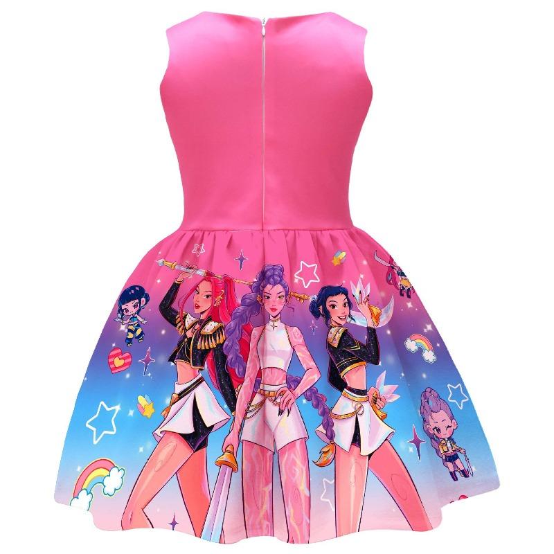 New Girls K-POP Idol Princess Dress Cute Bowknot Princess A-Line Sundress for Kids Summer Casual Party Birthday Dresses for Little Girls 3-10 Years