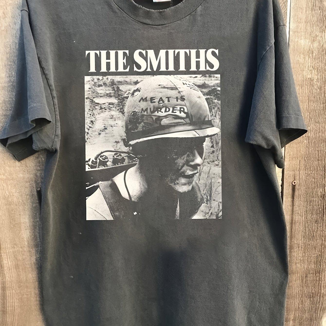 Smith Band s  Meat Is Murder  Pattern T-shirt Retro T-shirt Summer New Unisex Cotton T-shirt S