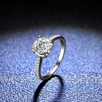 S925 Sterling Silver Ring 1ct Moissanite Six-claw Women's Ring Ring Fashion Wedding Ring Proposal Diamond Ring Gift for Girlfriend