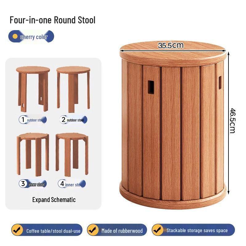 Solid Wood Stackable Stool for Home, Dining, or Coffee Table Use