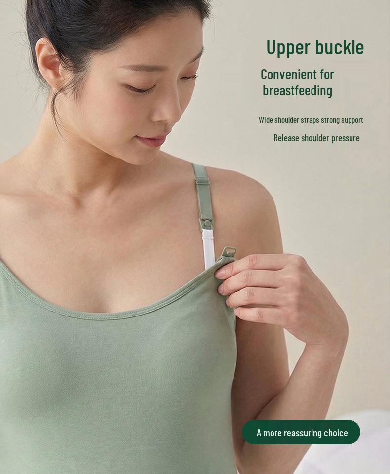 Robe de nuit de maternité sans coutures en modal Printemps/Été: Robe longue débardeur confortable post-partum pour femmes enceintes, pyjama sans soutien-gorge.