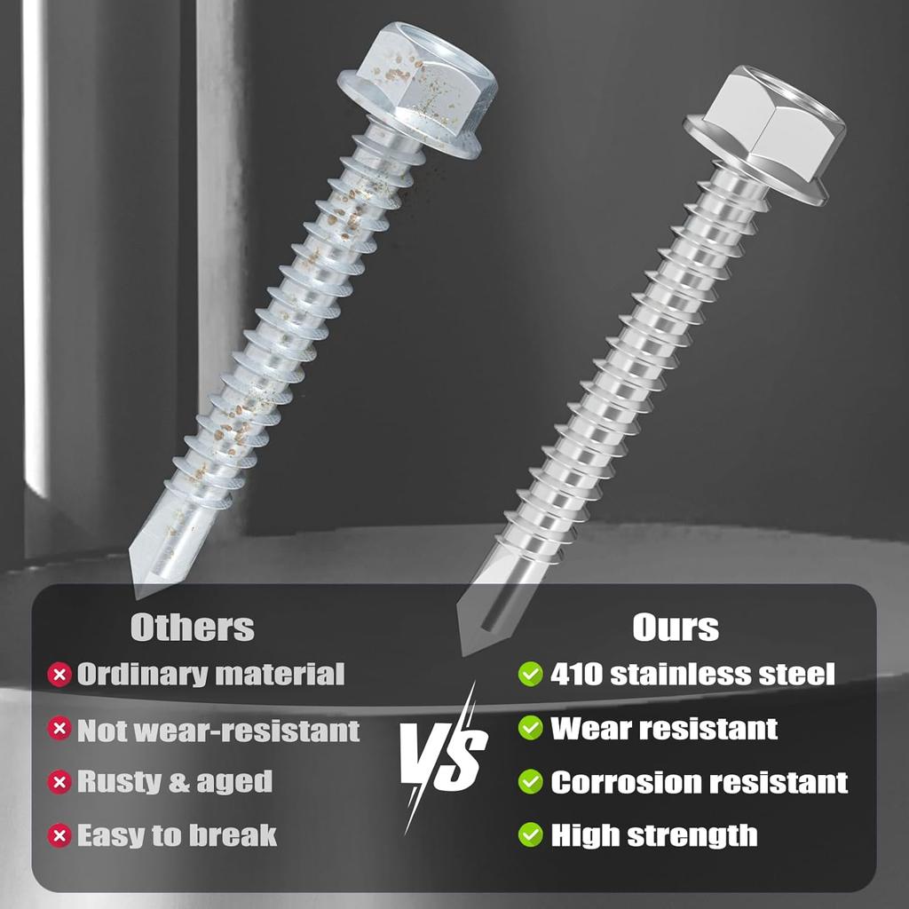 150 stainless steel self tapping dovetail screws, external hexagon head automatic drilling screws.