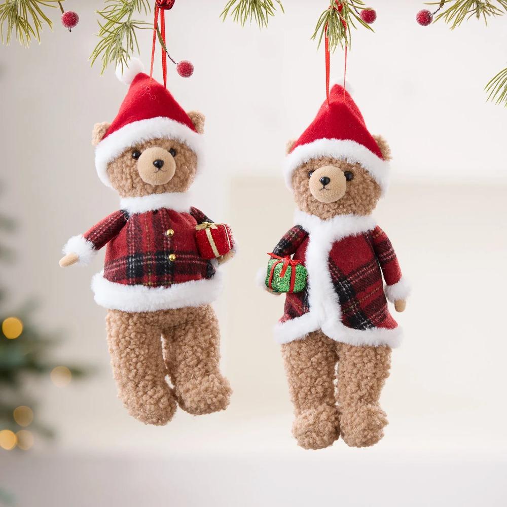 2026 Christmas Decoration News Cute Bear Dolls Pendant Christmas Tree Hanging Oranment Navidad New Year Home Decor Kids Gifts