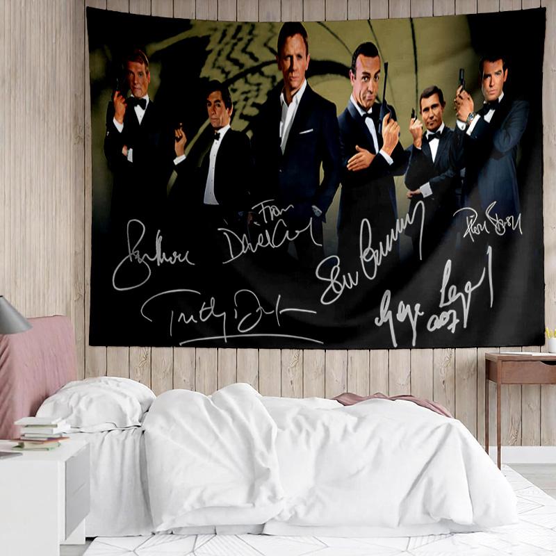 1PC Golden Era Bond 007 Quick-Dry Tapestry, Unique Design Tapestry, Suitable for Bedroom,Livingroom, Playroom,Heartwarming Holiday Gifts