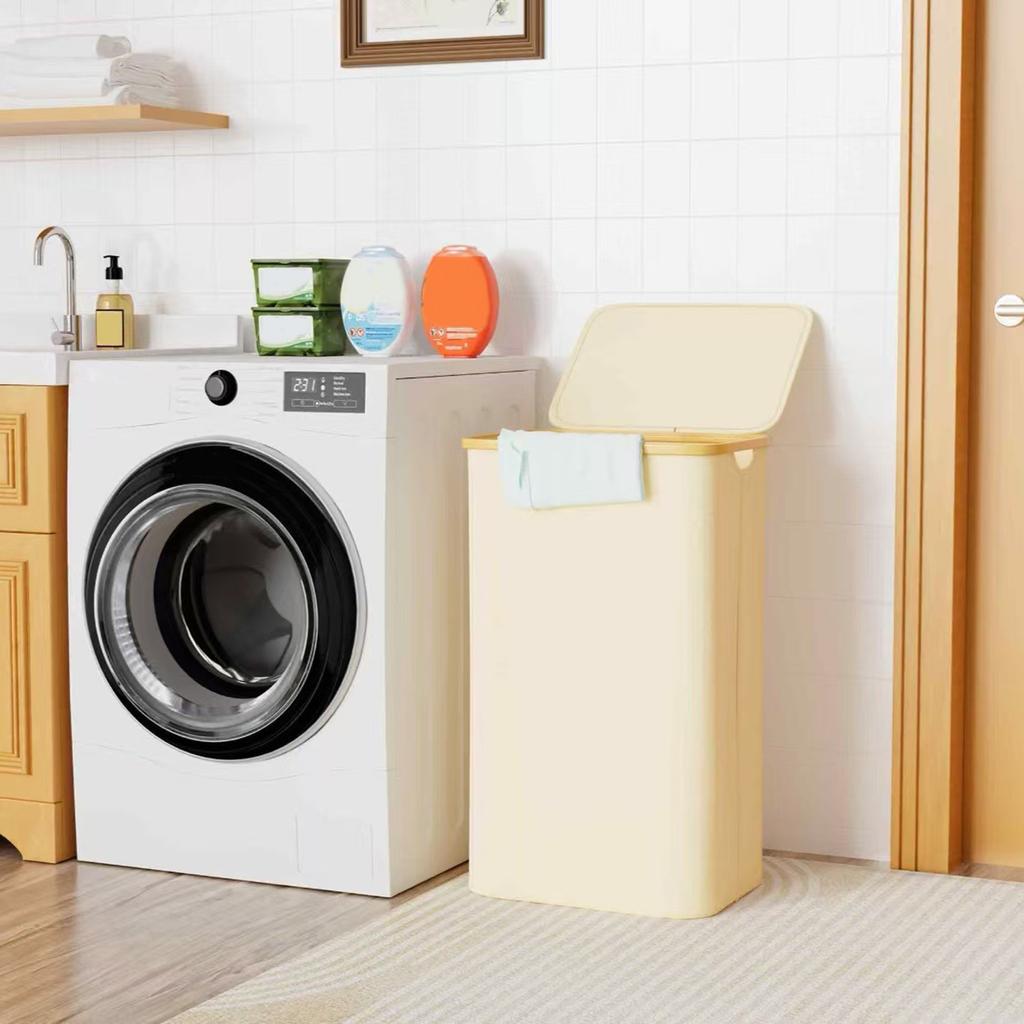 100L Large Slim Laundry Hamper with Removable and Washable Inner Bag Collapsible Storage Bin Foldable for Bathroom Bedroom Dorm