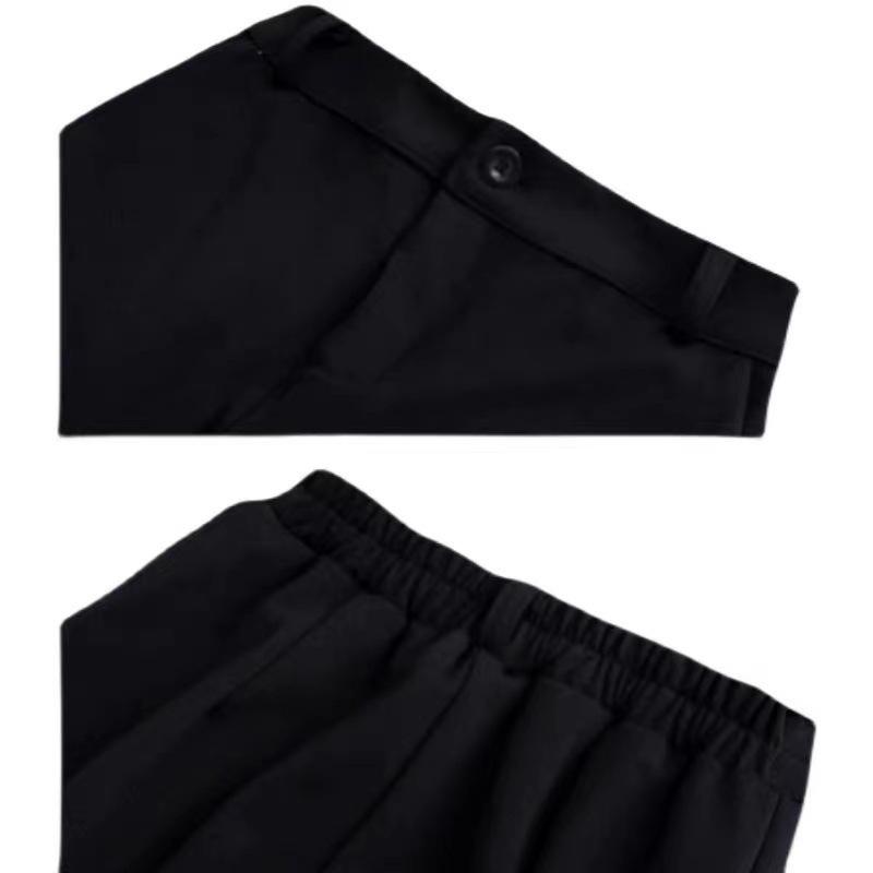 Women's Petite Black Wide-Leg High-Waist Casual Summer Pants
