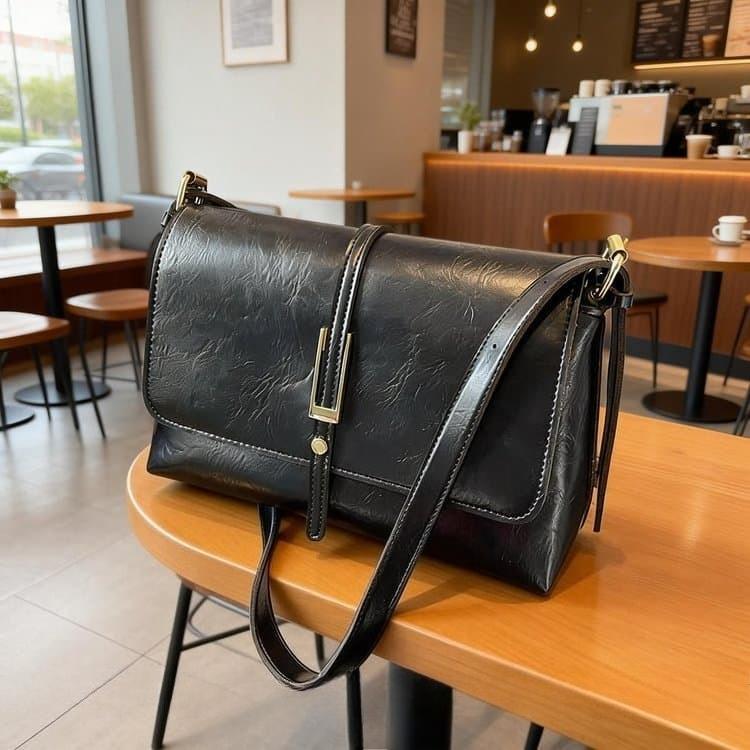 

Fashion Casual Style Solid Color Square Bag Shoulder Bag чёрный