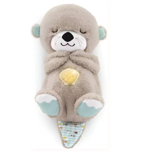 (Brown) With Breathing Movement Soothing Sleeping Otter Toy Musical Stuffed Baby Toy