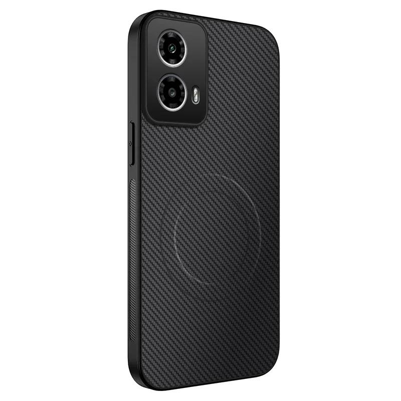 Pouzdro s texturou karbonových vláken s magnetickým bezdrátovým nabíjením pro Motorola Moto Edge 50 NEO 50 Fusion 50 Ultra Ochranný silikonový kryt proti pádu
