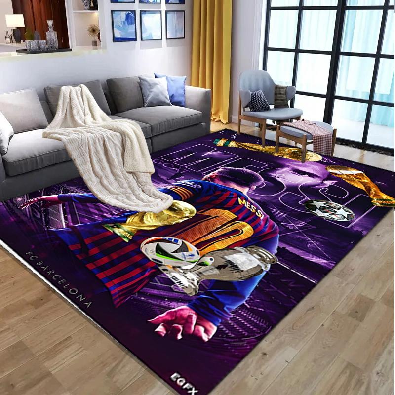 Tappeto con Fantasia FC Barcelona, Tappetino da Interno/Esterno, per Picnic, Sala Giochi, Camera da Letto, Ufficio, Soggiorno, Tappeto per Arredamento Casa, Regalo di Compleanno