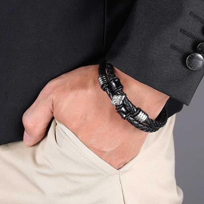Punk Style Elegant Small Adorn Article Genuine Leather Bracelet Double Layer Hand Jewelry Gift