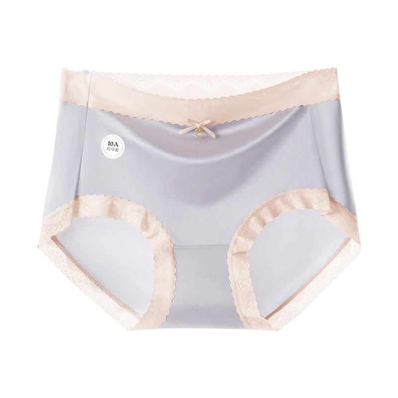 Plus Size Women Summer Luxury Satin Lace 10A Antibacterial Non Scratch Briefs