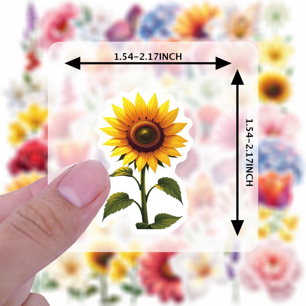 35-100pcs Natural Plant Flowers Stickers For Waterproof Diy Decorative Stickers For Mobile Phone Case Luggage Skateboard