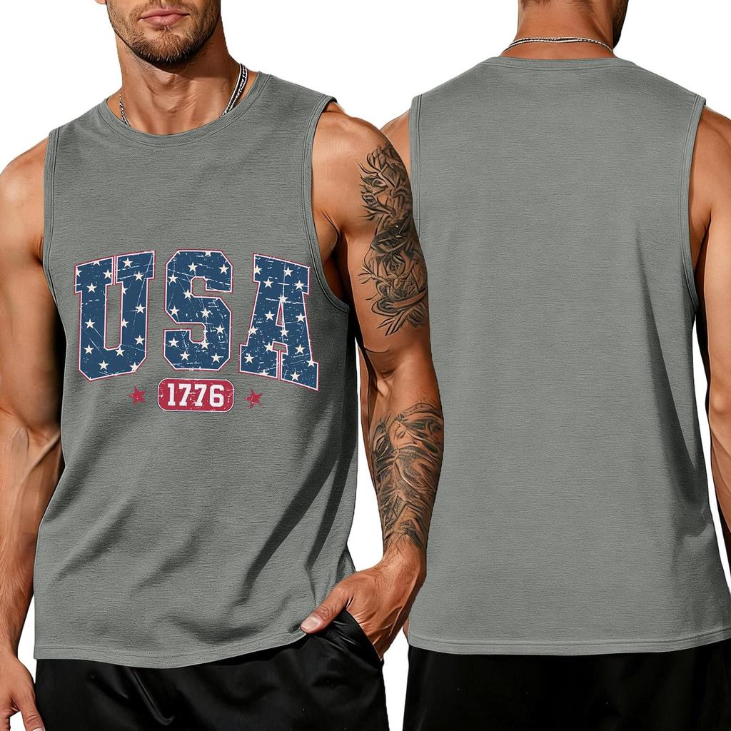 Men's Sleeveless Tank Top Casual Loose Fit Summer Daily Wear Lightweight Breathable Fabric Printed Design