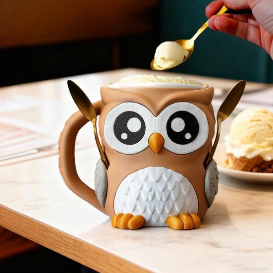 Ice Cream Pint Holder 3D Printing Owl Ice Cream Pint Containers Reusable Ice Cream Tub Novelty Dessert Container